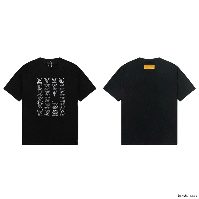 Louis Vuitton Graffiti Trend Style Black Short Sleeve T-Shirt