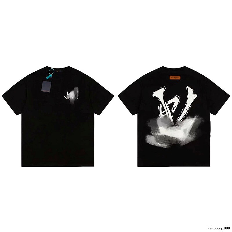 Louis Vuitton Ink-Wash Print Cool & Trendy Style Black T-Shirt