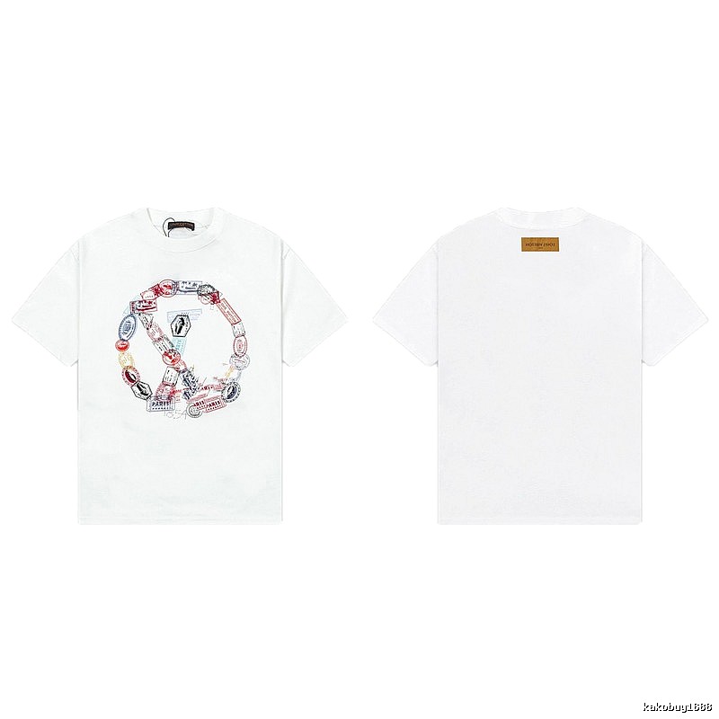 Louis Vuitton Postmark Print Vintage Style White T-Shirt