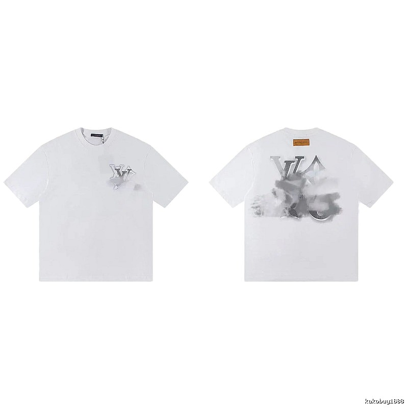Louis Vuitton Trendy Ink-wash Blended White T-Shirt