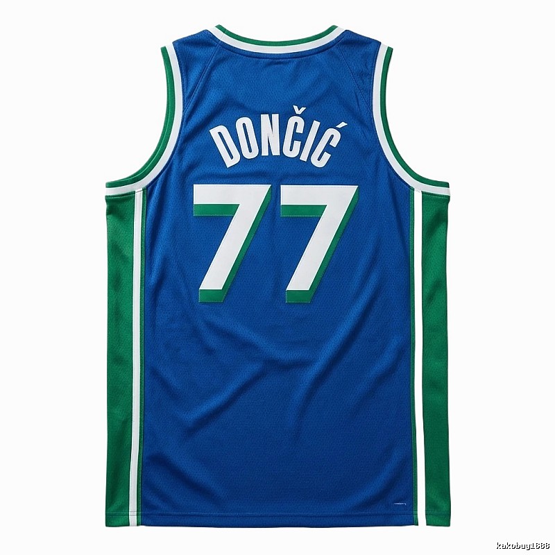Luka Doncic's No. 77 blue-green basketball jersey