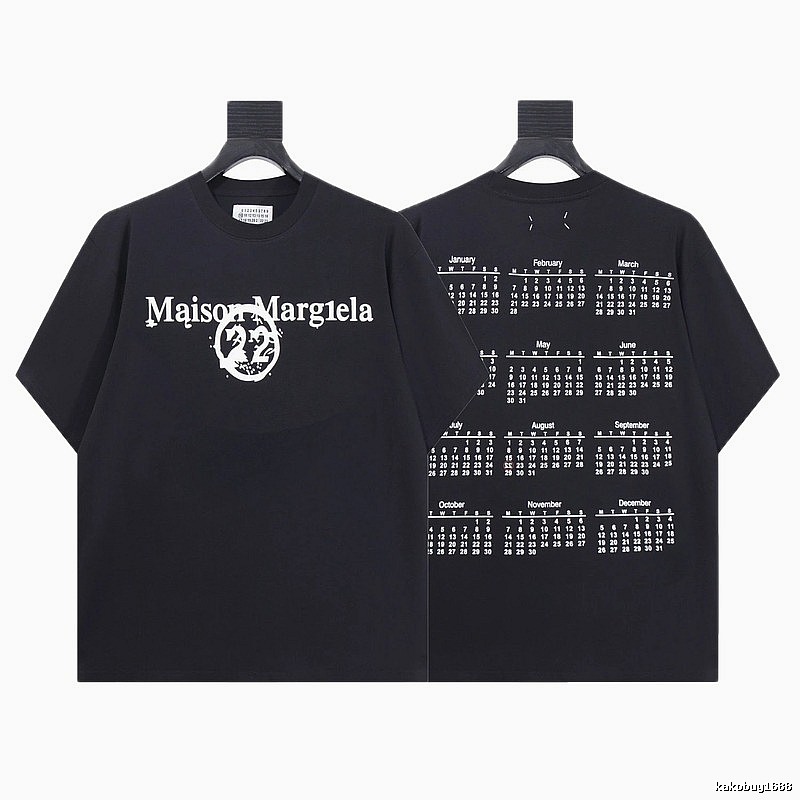 Maison Margiela Calendar Print Trendy Cool Black T-Shirt