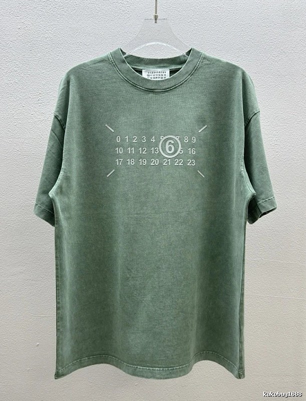 Maison Margiela MM6 Distressed Vintage Grey-green Short-sleeve T-shirt