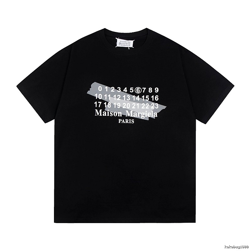 Maison Margiela Number Series Trendy Cool Black Short Sleeve T-Shirt