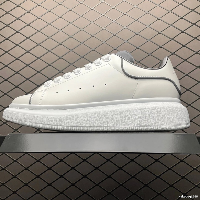 McQueen Oversized Sneakers in White and Black, Finished with Raised Sole Edge