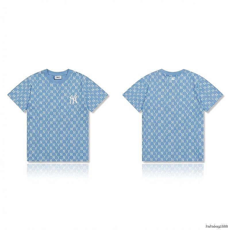 MLB full - print style light blue T - shirt