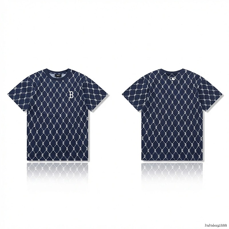 MLB full - printed style navy blue T - shirt