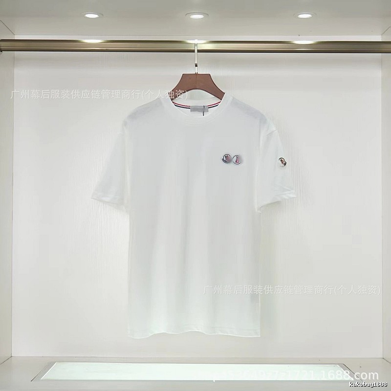 Moncler Badge Casual Style White T-Shirt