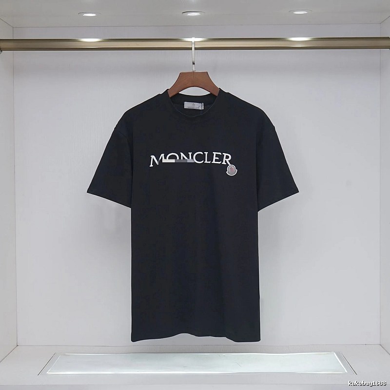 Moncler Embroidered Casual-Style Black T-Shirt