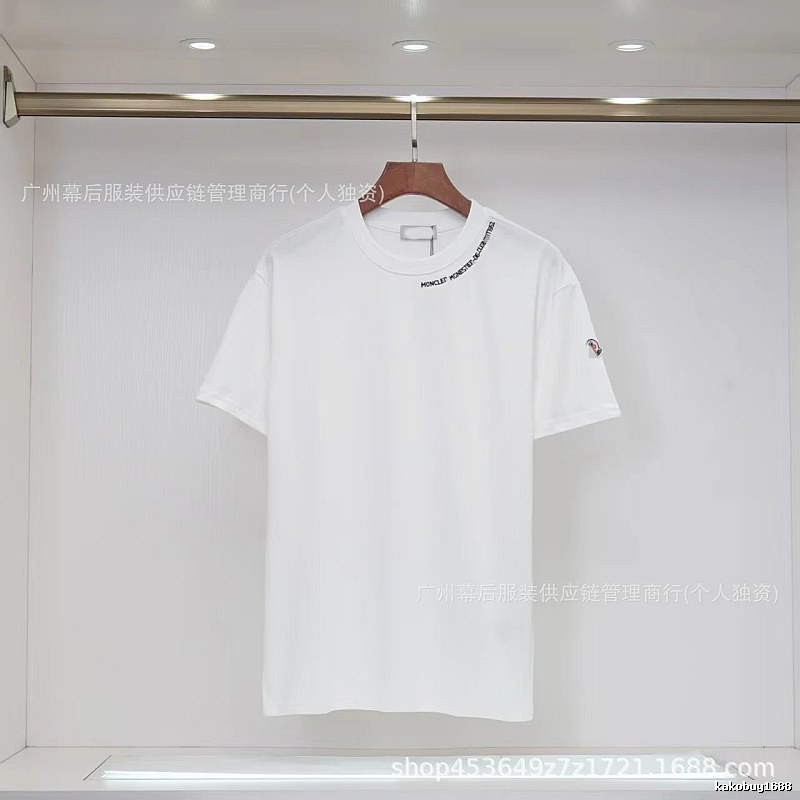 Moncler Embroidered Casual Style White Short-sleeve T-shirt