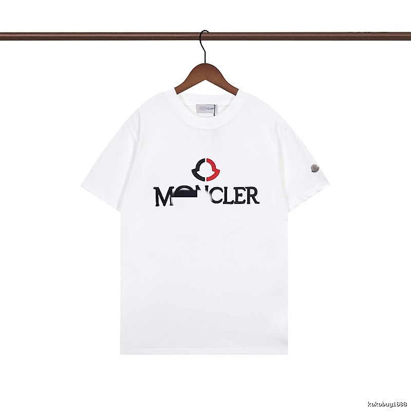 Moncler Embroidered Casual Style White T-Shirt