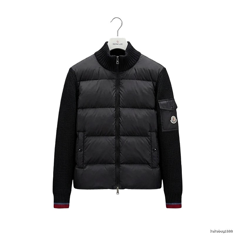 Moncler knitted and spliced black down jacket