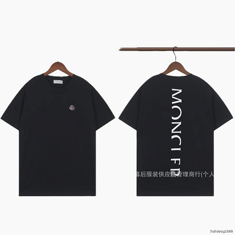 Moncler Letter Print Casual Style Black T-Shirt