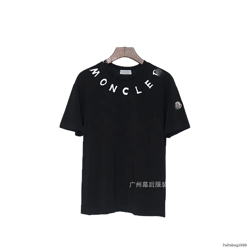 Moncler Letter Print Casual Style Black T-Shirt