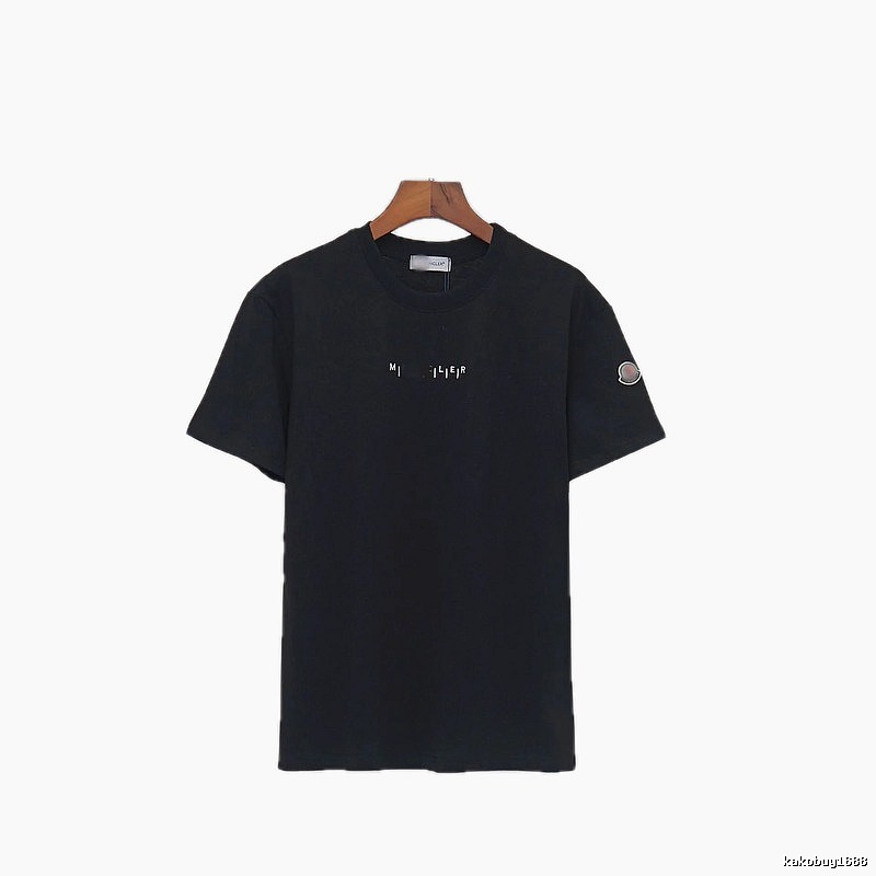 Moncler Letter Print Minimalist Style Black T-Shirt