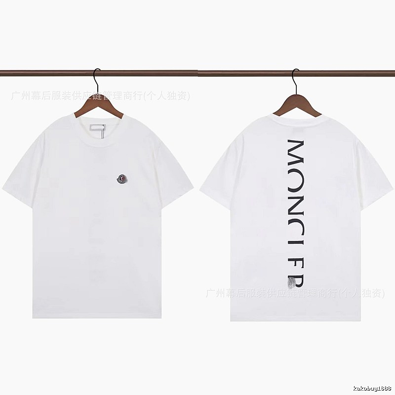 Moncler Letter Print Trendy Style White T-Shirt