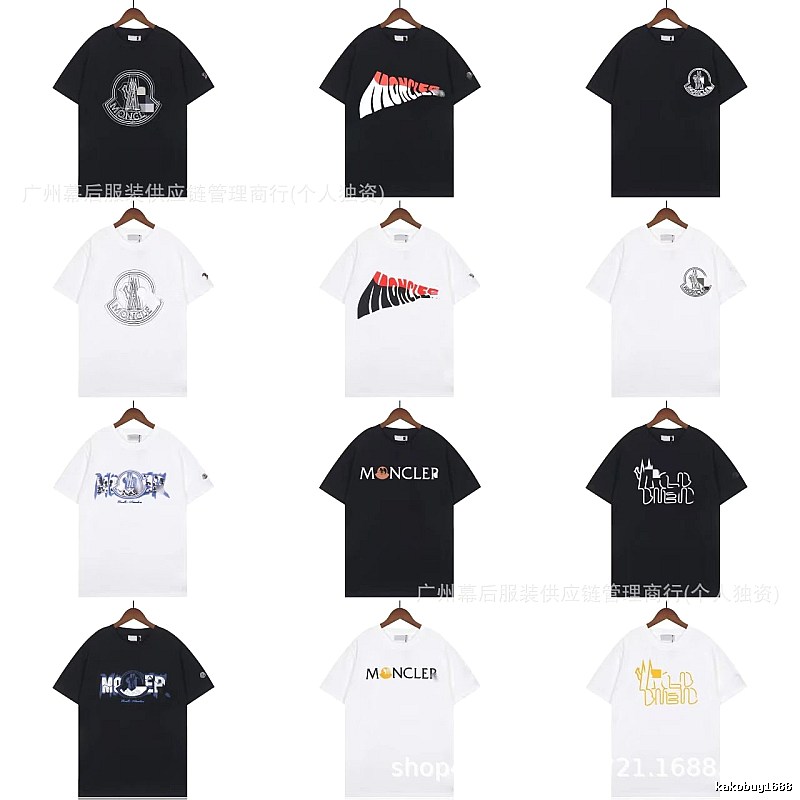 Moncler Logo Printed Trendy Black & White Short-Sleeve T-Shirt