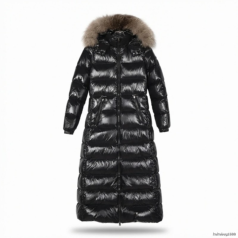 Moncler long shiny black down jacket