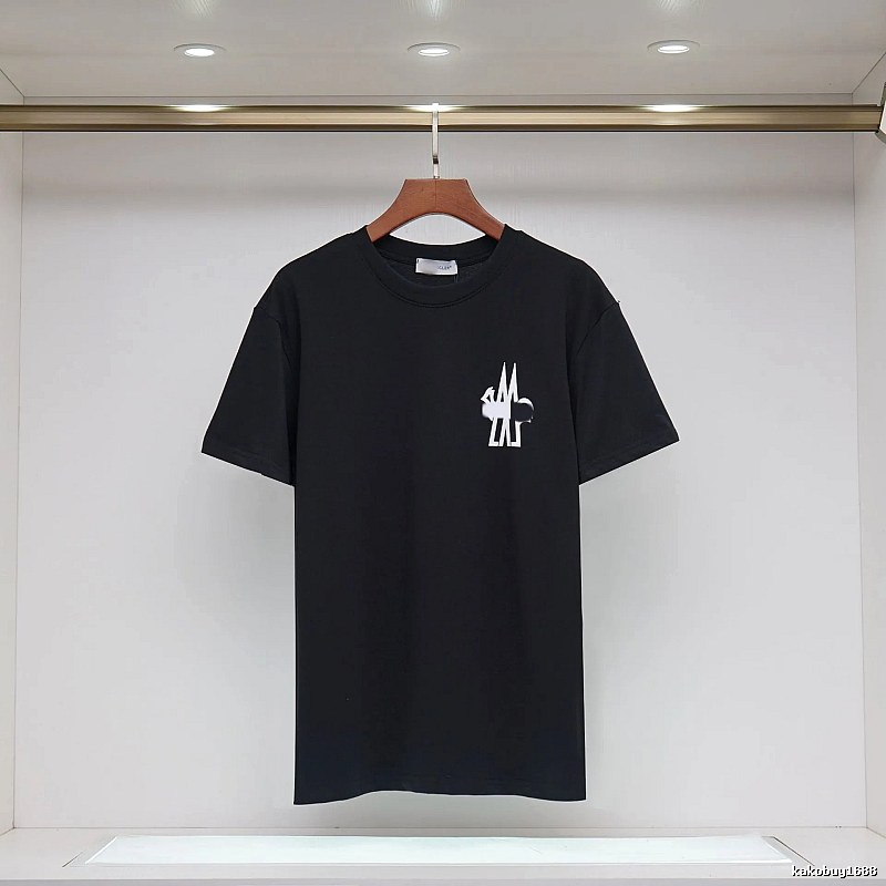 Moncler Print Collection Casual Style Black T-Shirt
