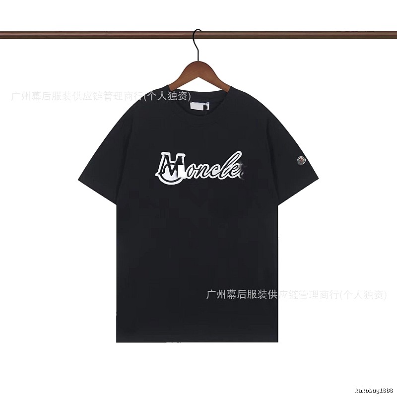 Moncler Printed Collection Streetwear Style Black T-Shirt