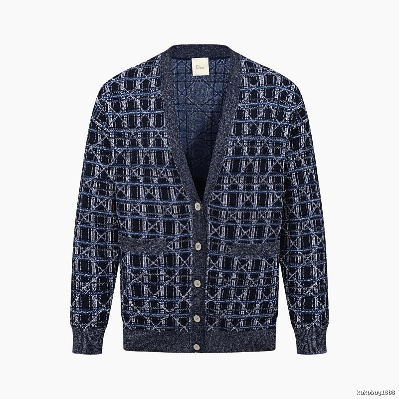 Navy Dior Button-front Cardigan for Layered Winter Looks