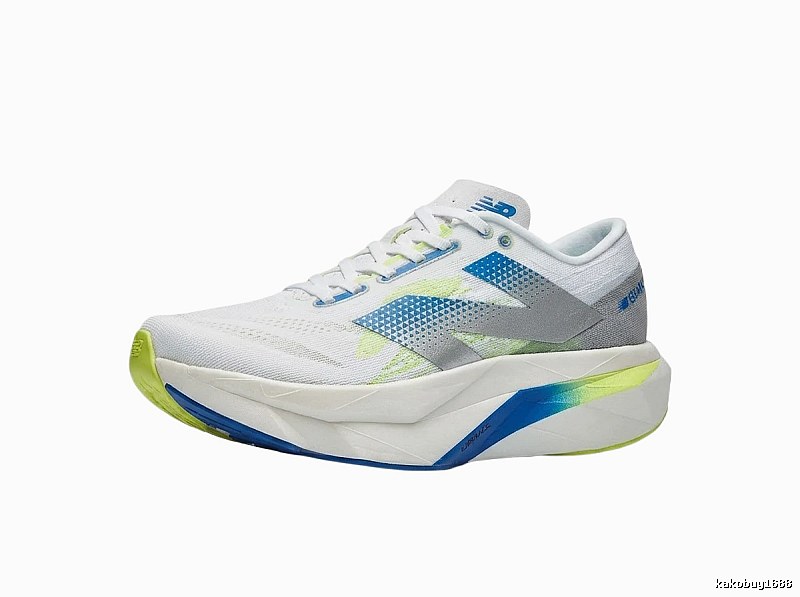 New Balance retro-style blue and white running shoes