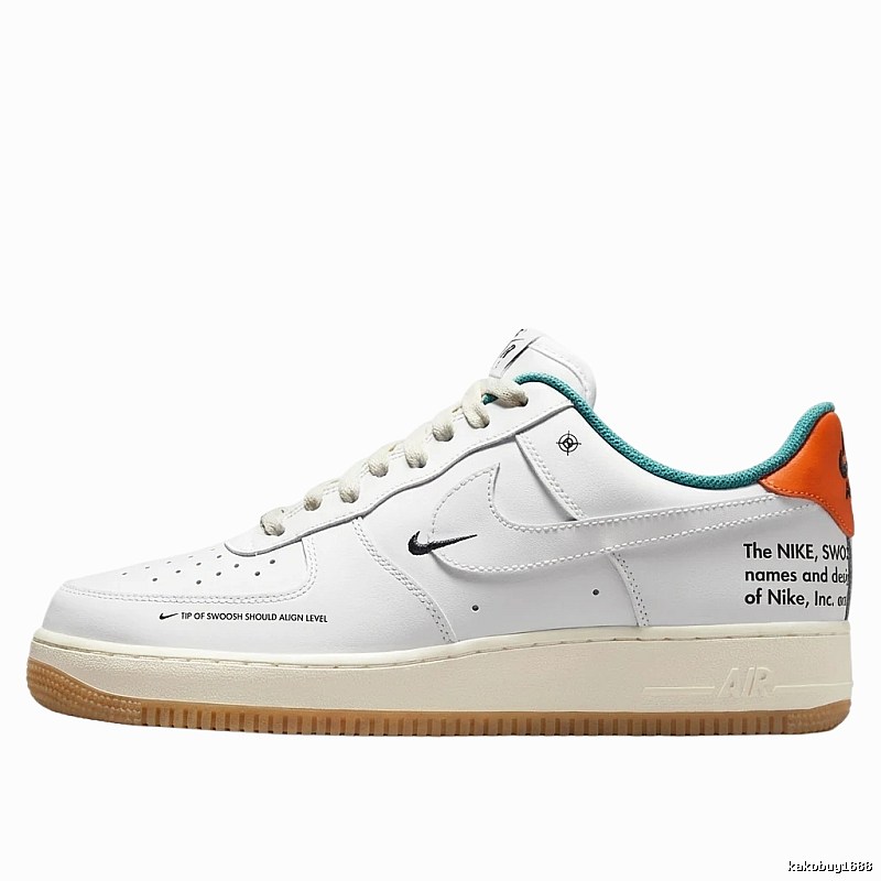 Nike Air Force 1 Simple White and Orange Shoes