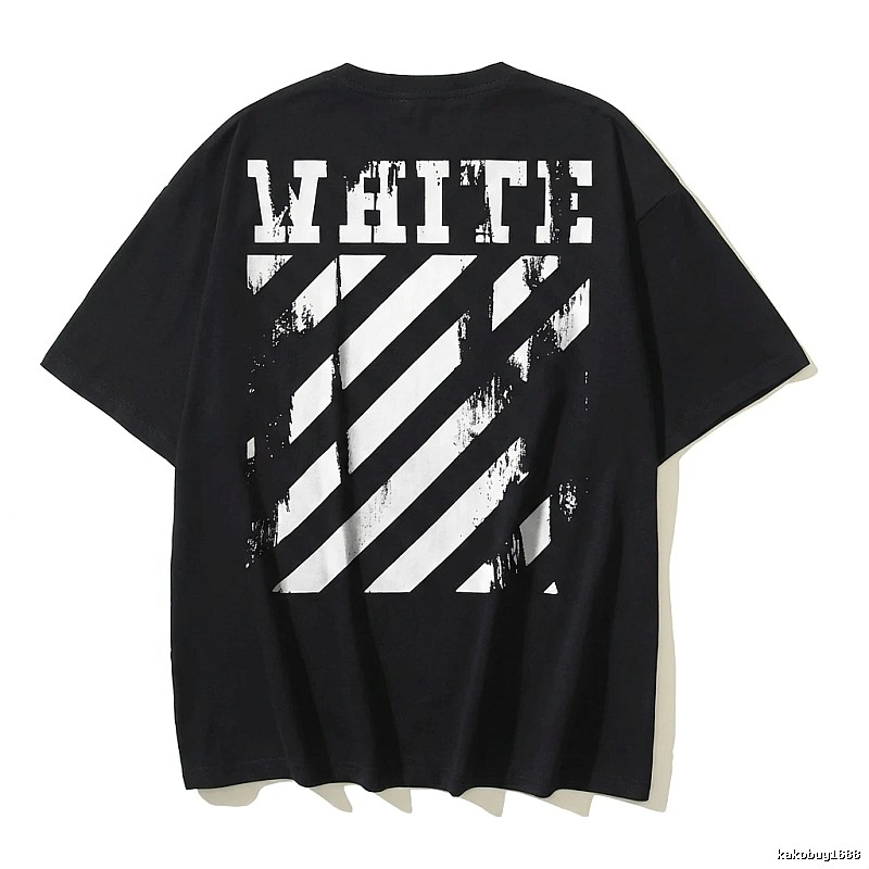 Off-White striped-style black T-shirt