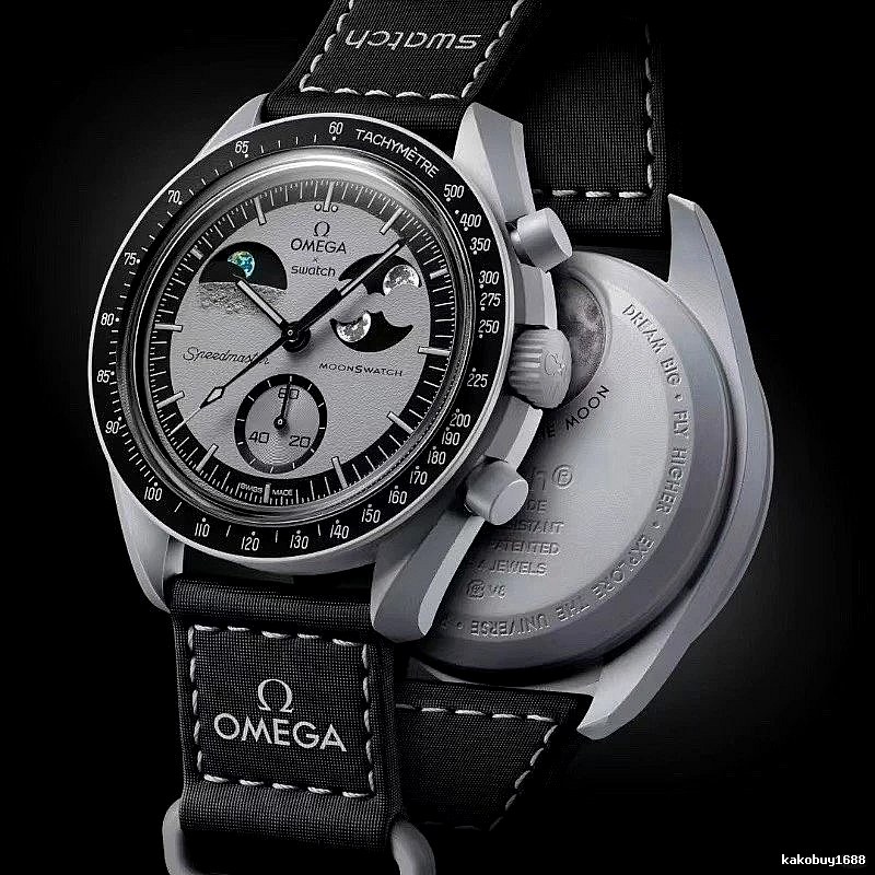 Omega Black Strap Chronograph Watch for Photo Ready Styling