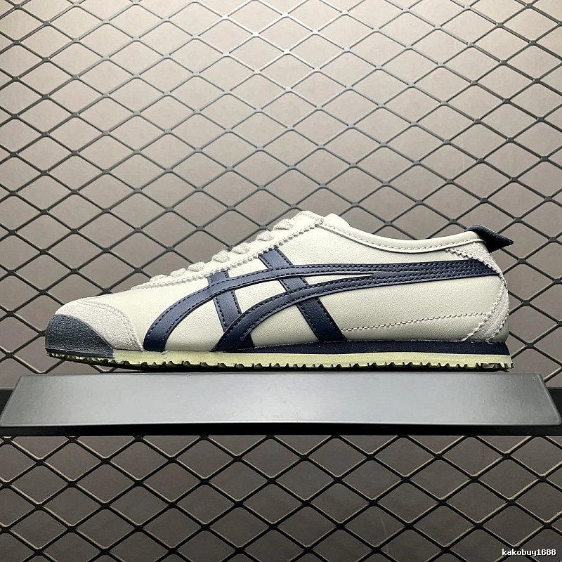 Onitsuka Tiger Low-Top Sneakers, White and Navy and Retro Court Shape