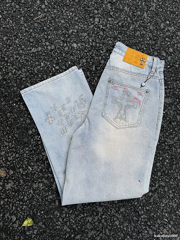 Pale Blue Printed Denim Jeans for daily