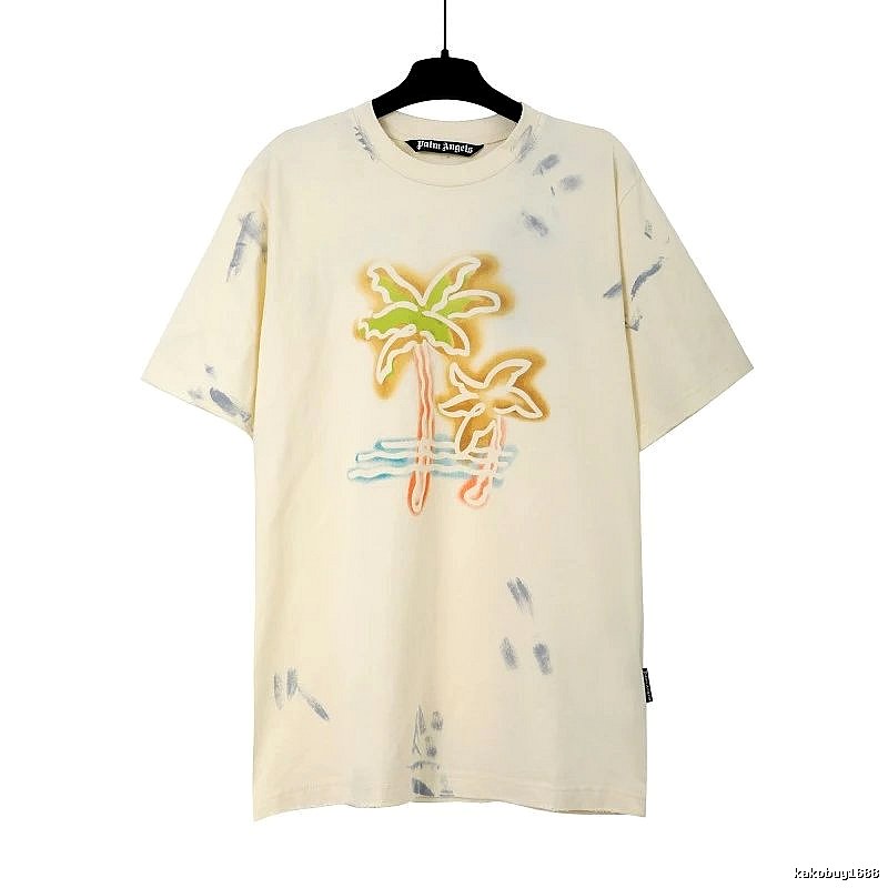 Palm Angels Statement Logo T-shirt White Palm Tree for Outdoor Plans