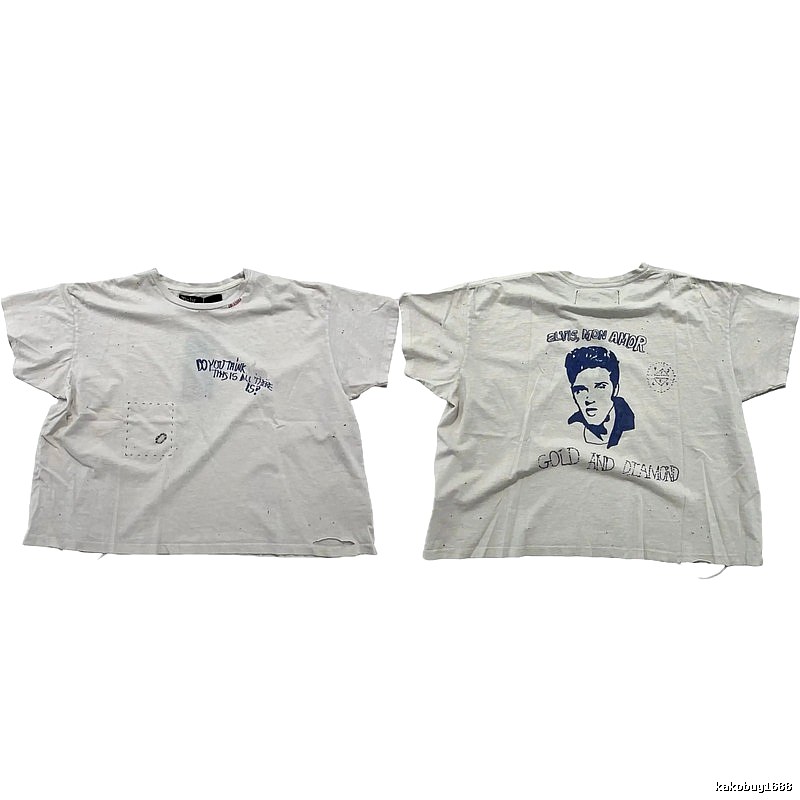 Paly Hollywood Elvis Vintage Distressed White T-Shirt