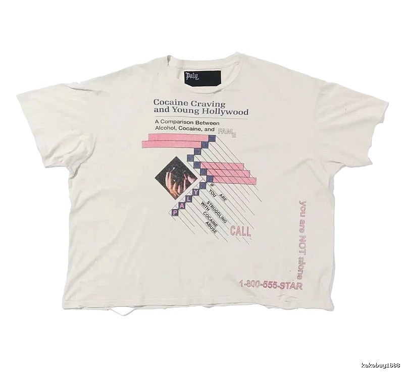 Paly Hollywood Printed Vintage Off-white Short Sleeve T-shirt