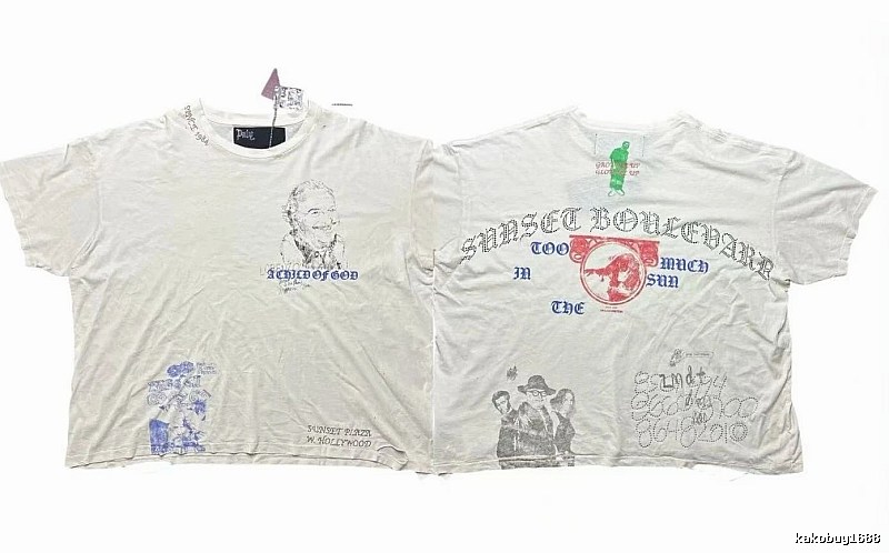 Paly Hollywood Sunset Collection Vintage Distressed Off-white T-shirt
