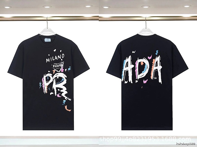Prada Graffiti Collection Street Style Black T-Shirt