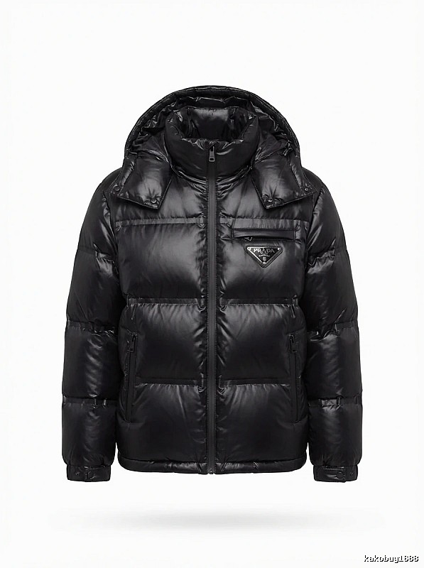 Prada triangle logo black down jacket
