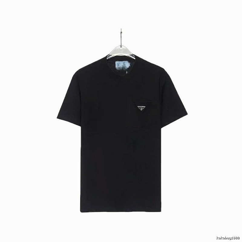 Prada Triangle Logo Minimalist Style Black Short-sleeve T-shirt