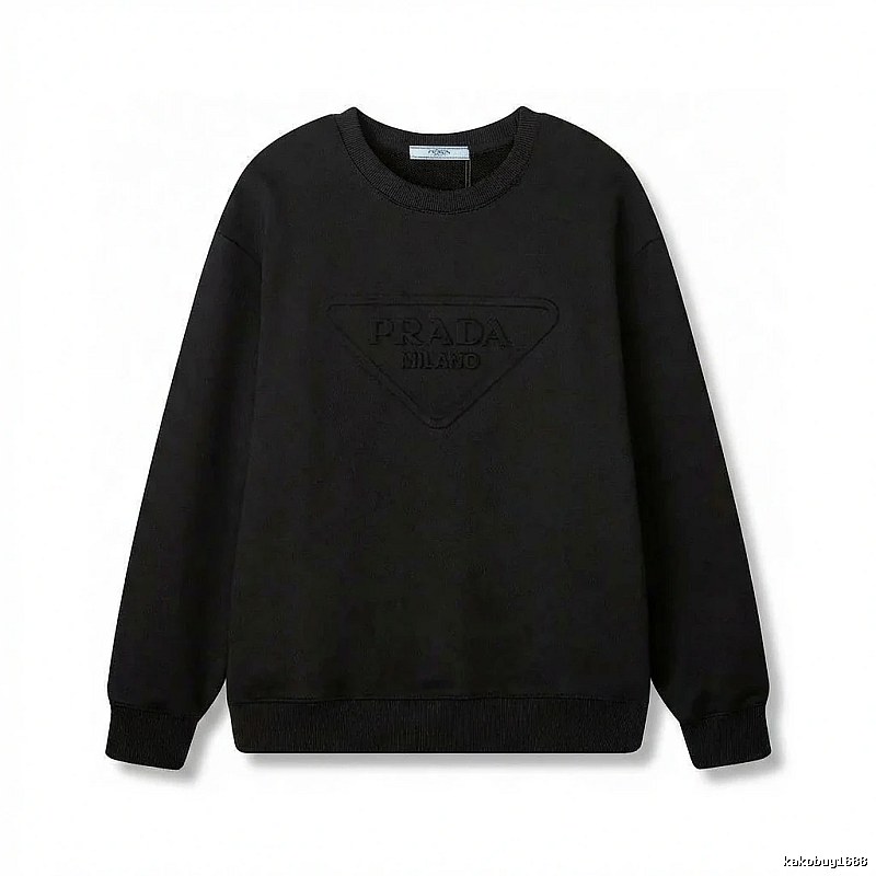 Prada triangular logo simple black sweatshirt