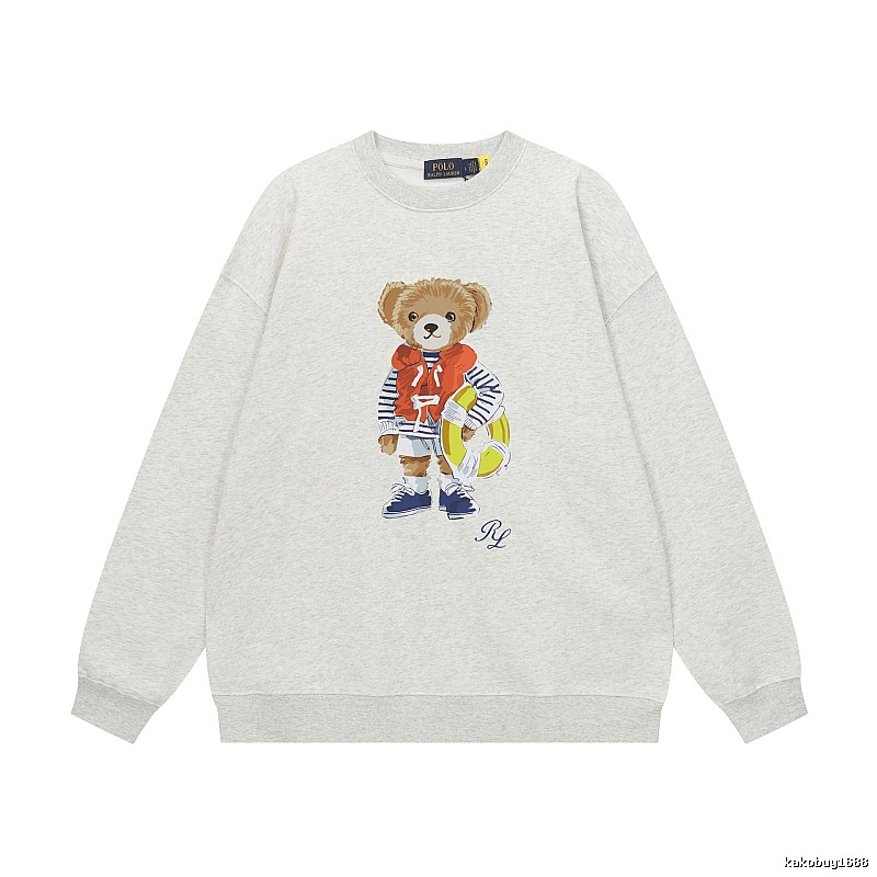 Ralph Lauren Bear Print Light Grey Sweatshirt