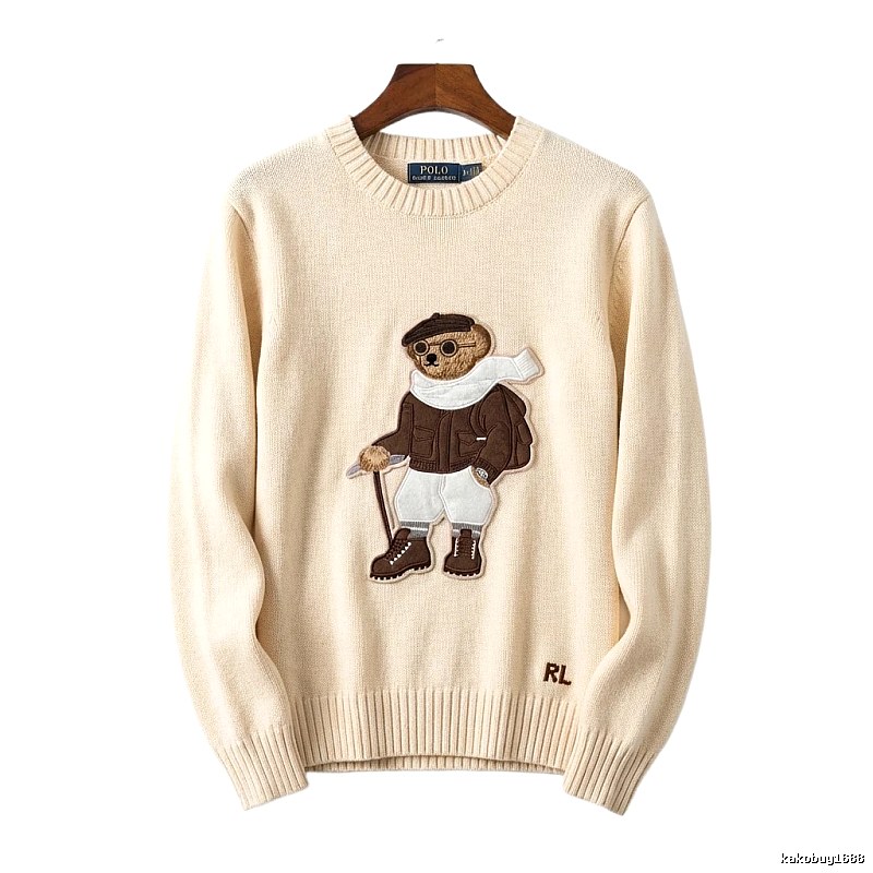Ralph Lauren Bear Retro Style Beige Sweater