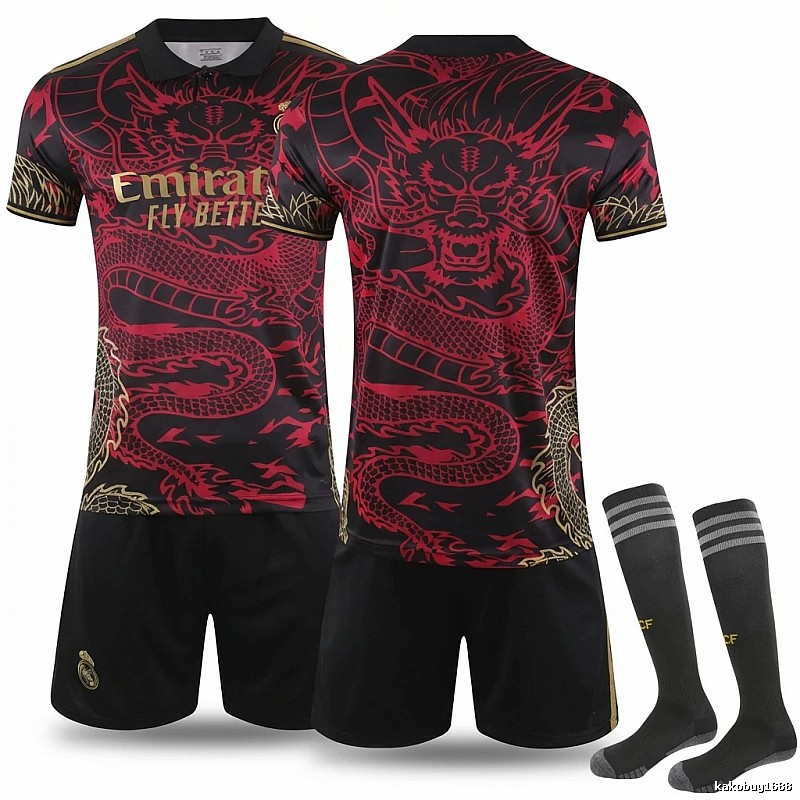 Real Madrid China Dragon series black and red jerseys
