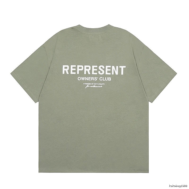 Represent Army Green Style 868 Owners Club T-Shirt Signature Detail Logo
