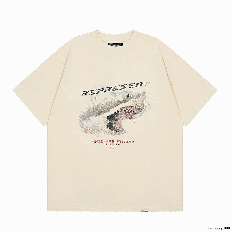 Represent Shark Print Vintage Beige T-Shirt