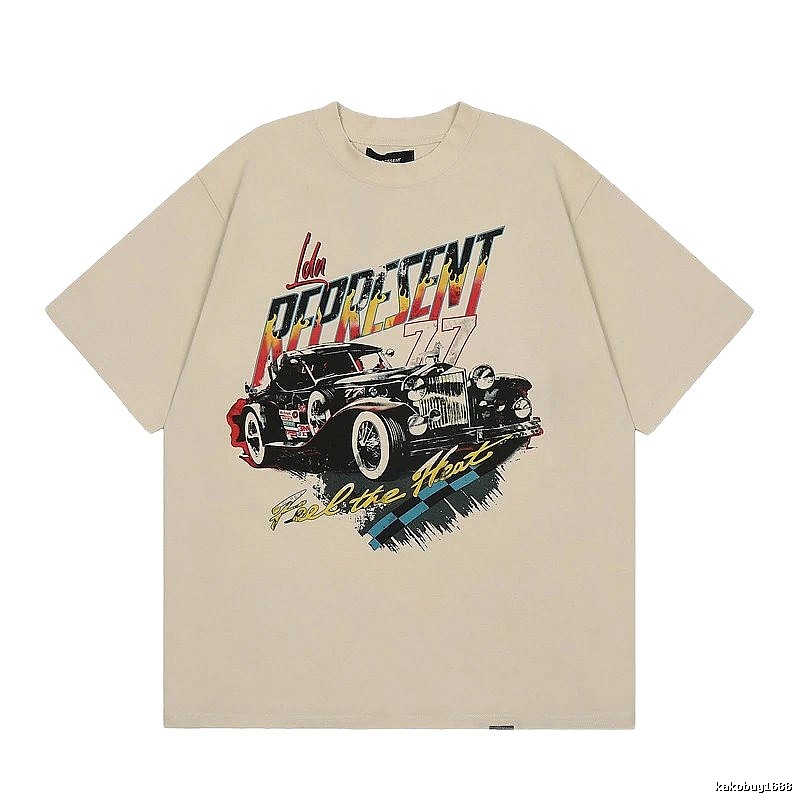 Represent Vintage Classic Car Printed Beige Short-sleeve T-shirt