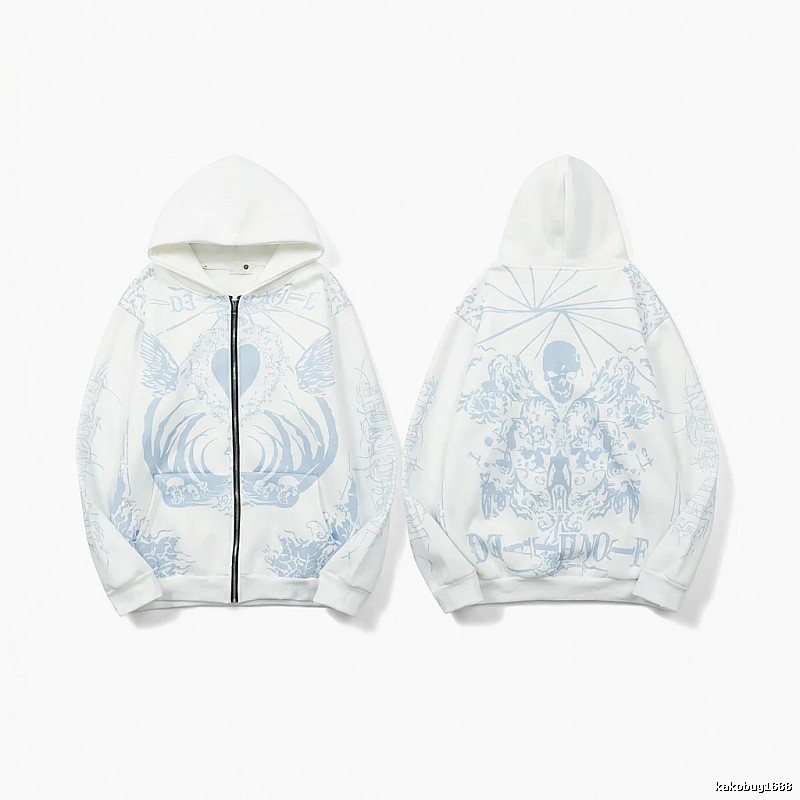 Revenge Skull Print White Hoodie