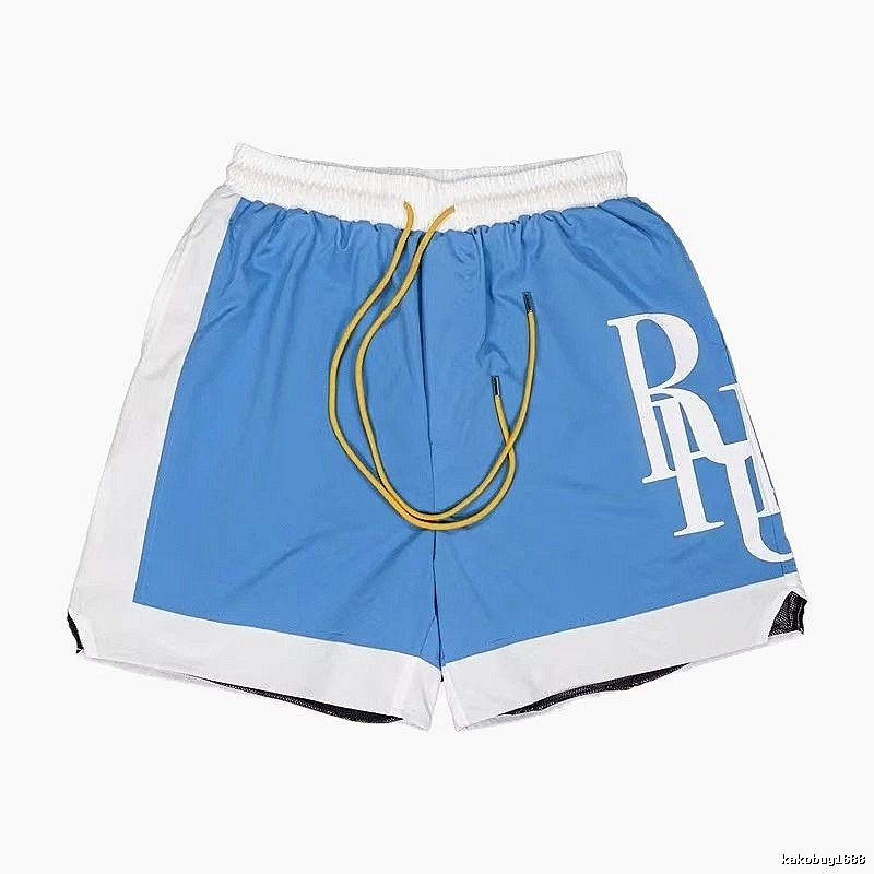 RHUDE Blue and White Contrast Color Sports Shorts