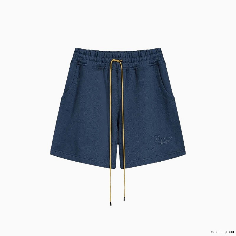 RHUDE minimalist style navy blue shorts