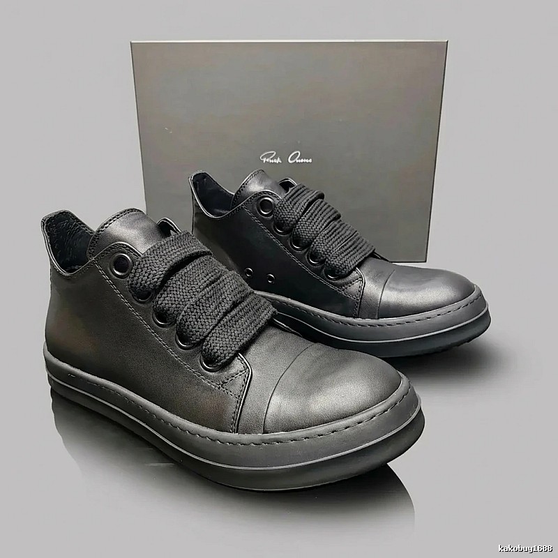 Rick Owens dark - style high - top black shoes