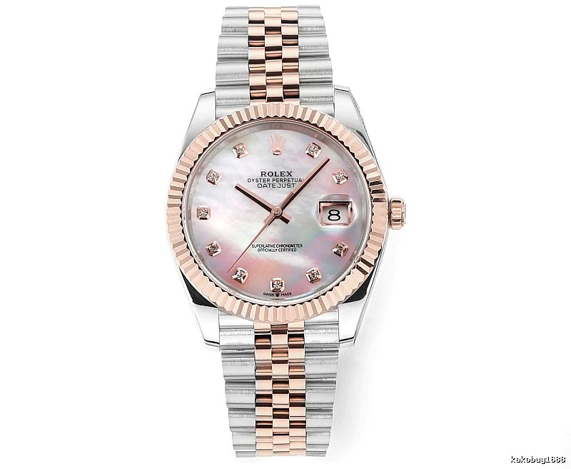 Rolex Datejust Automatic Watch - pink mother-of-pearl dial and two-tone bracelet for gifting